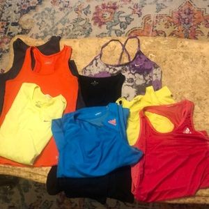 LOT 8 fitness tops NIKE ATHLETA ADIDAS UNDER ARMOR GRACED BY GRIT MORERA M & L